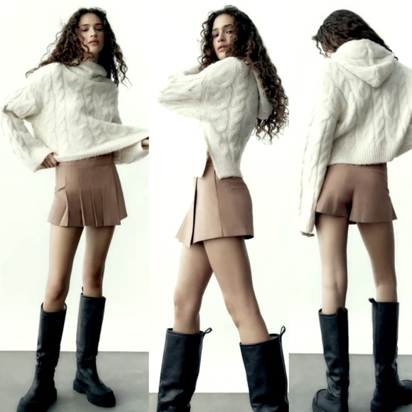 Zara pleated front skort size S🤎 - Picture 3 of 14